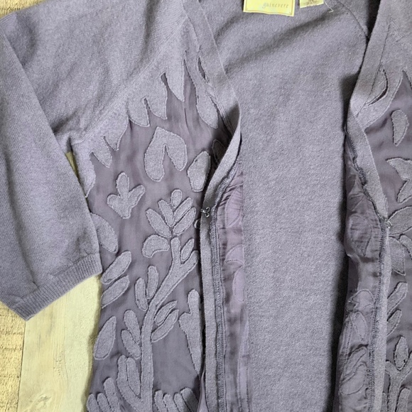 Anthropologie Guinevere Lilac Purple Wool Silk Burnout Tie Front Cardigan SZ M - Picture 8 of 11